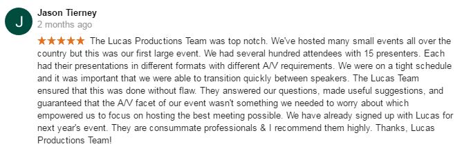 google review av services for company party